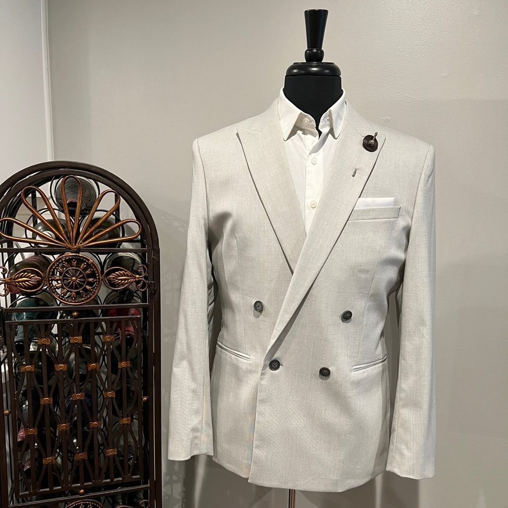 Express Slim Fit Double Breasted Suit | 40R Jacket | 32/32 Pants